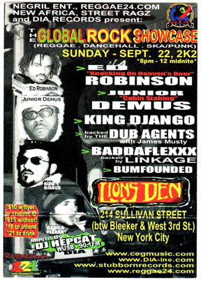 Dubb Agents backing Ed Robinson, Junior Demus and King D'Jamgo  at Lion's Den, NYC - 9-22-2002