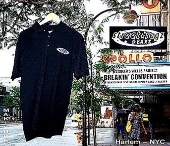 Srteet Ragz B&W Alterative Polo Shirt at the Apollo in Harlem USA.
